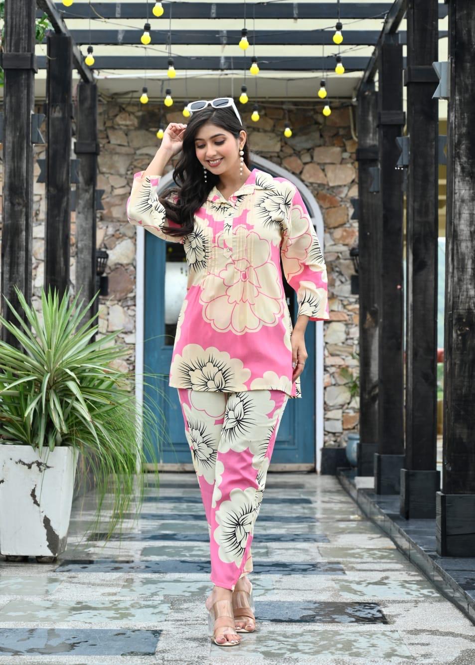 Pink Floral Printed Co-ord Set