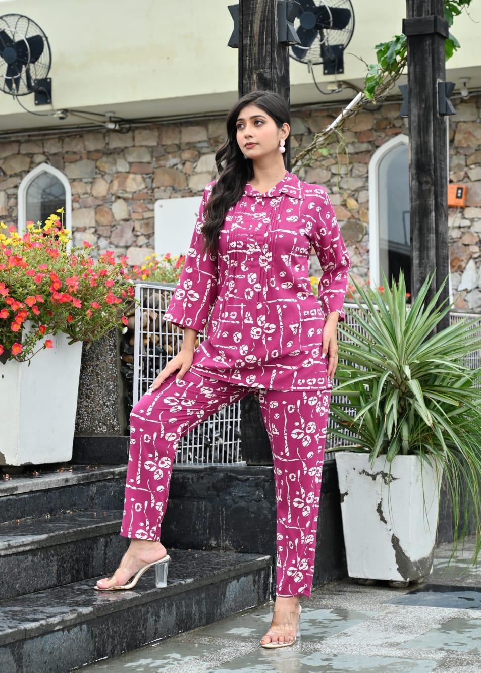 Magenta Printed Co-ord Set