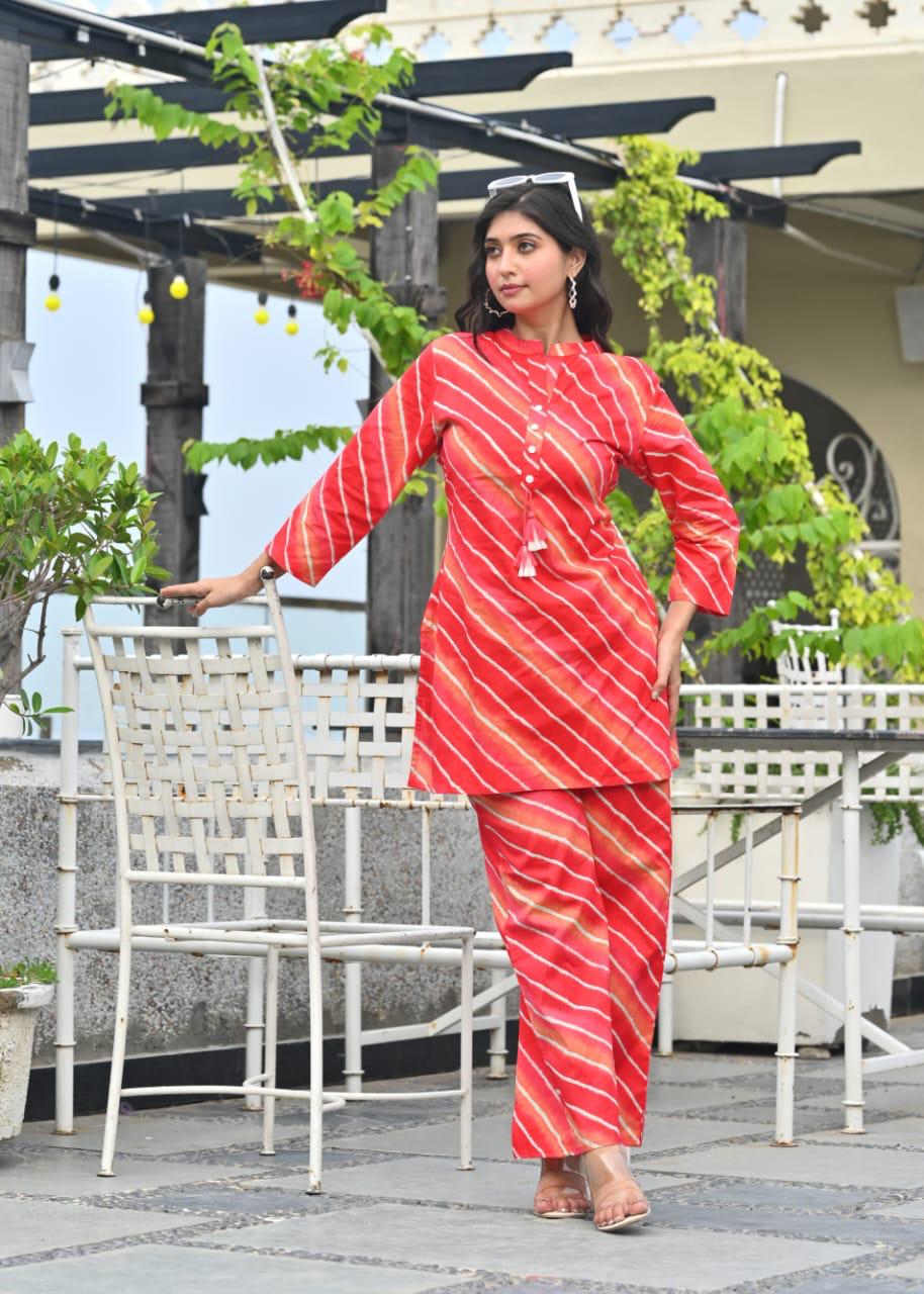 Orange Tie-Dye Printed Co-ord Set