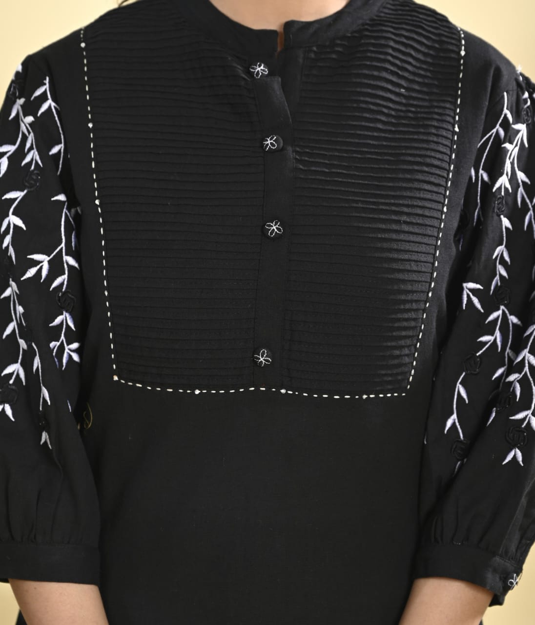 Classic Black Embroidered Cotton Kurta Set