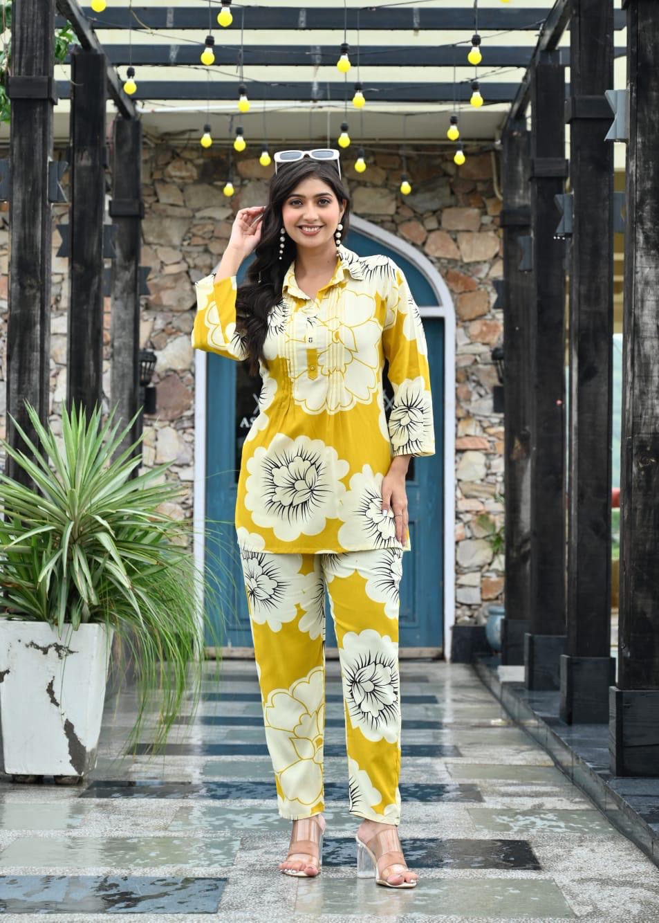 Mustard Yellow Floral Printed Co-ord Set